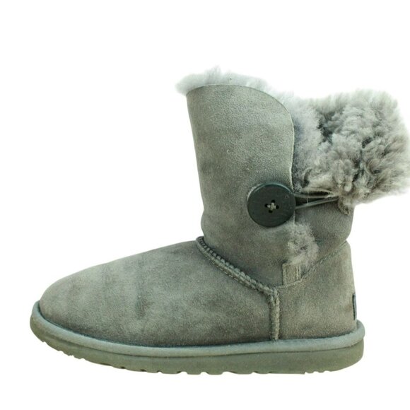 UGG Australia Gray Suede Shearling Lined Boot Bailey Button 5803 Size 6 - Picture 1 of 9
